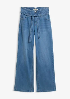 bonprix bonprix Vaqueros de algodón orgánico con perneras recta y talle alto azul claro denim usado New