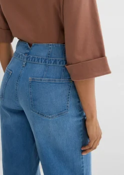 bonprix bonprix Vaqueros de algodón orgánico con perneras recta y talle alto azul claro denim usado New