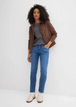 bonprix bonprix Vaqueros de algodón orgánico con corte slim y talle medio Azul piedra usado New