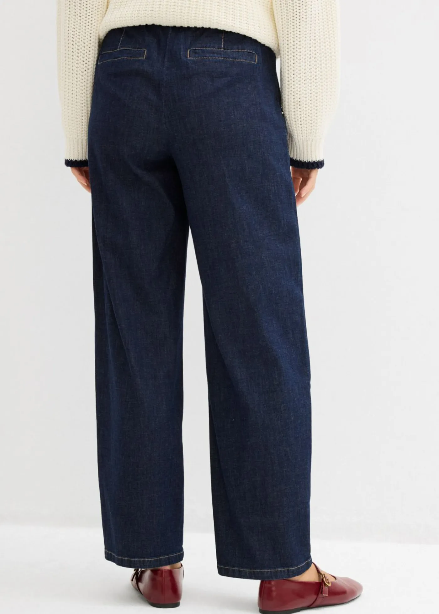 bonprix bonprix Vaqueros de corte barrel con talle medio y cintura cómoda Azul oscuro denim Best