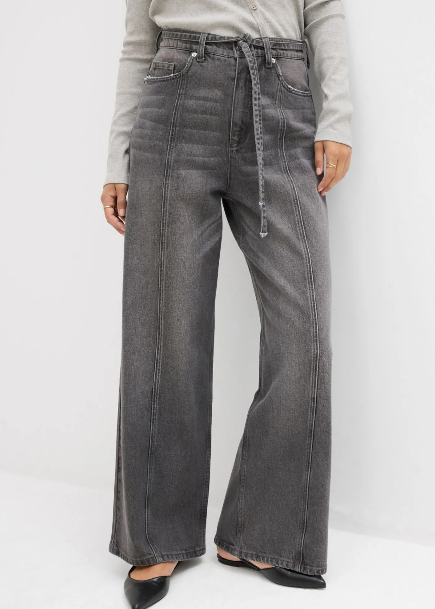 bonprix bonprix Vaqueros de pernera ancha, high waist Denim gris usado Hot