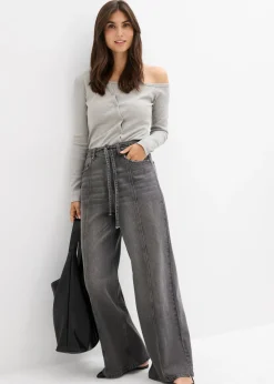 bonprix bonprix Vaqueros de pernera ancha, high waist Denim gris usado Hot