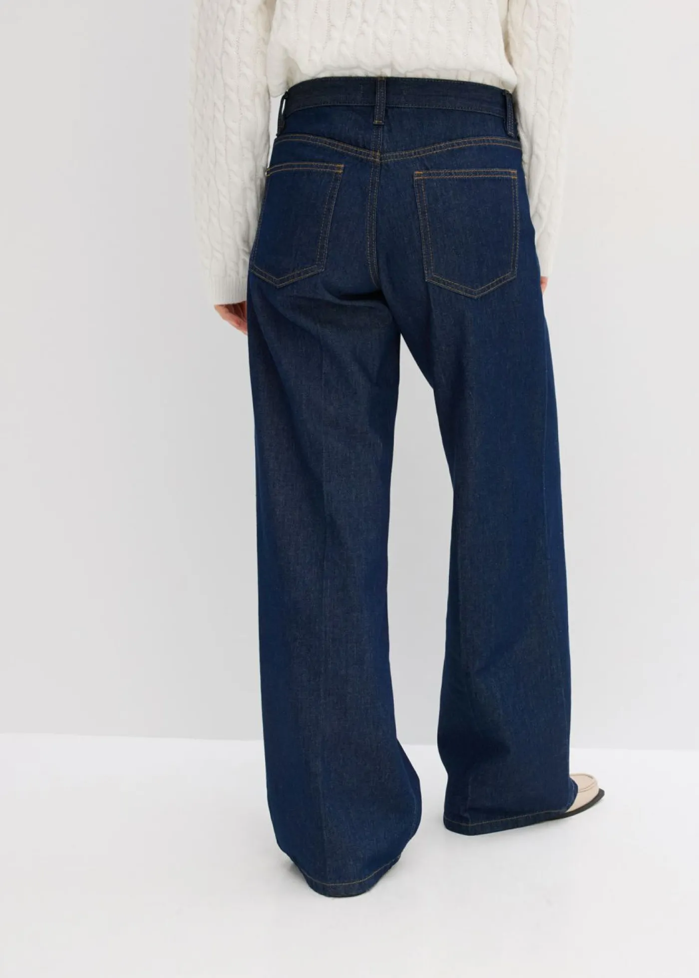 bonprix bonprix Vaqueros de pernera ancha, mid waist Azul oscuro denim Clearance