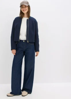 bonprix bonprix Vaqueros de pernera ancha, mid waist Azul oscuro denim Clearance