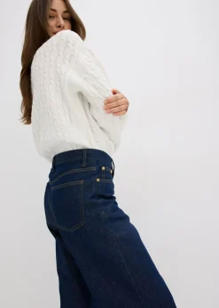 bonprix bonprix Vaqueros de pernera ancha, mid waist Azul oscuro denim Clearance