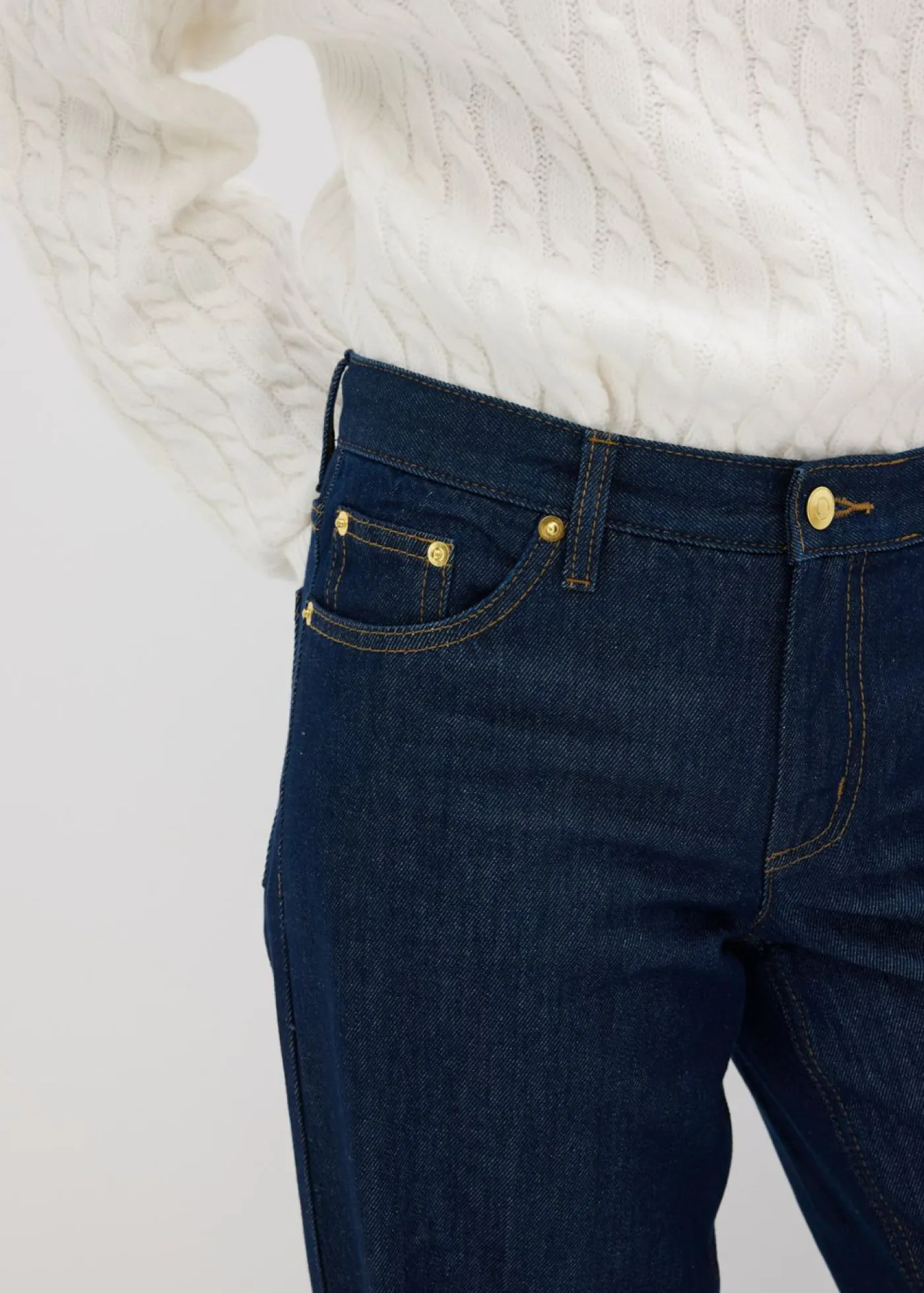 bonprix bonprix Vaqueros de pernera ancha, mid waist Azul oscuro denim Clearance