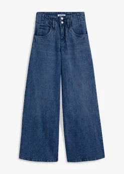 bonprix bonprix Vaqueros de pernera ancha con talle alto Denim oscuro desgastado Hot