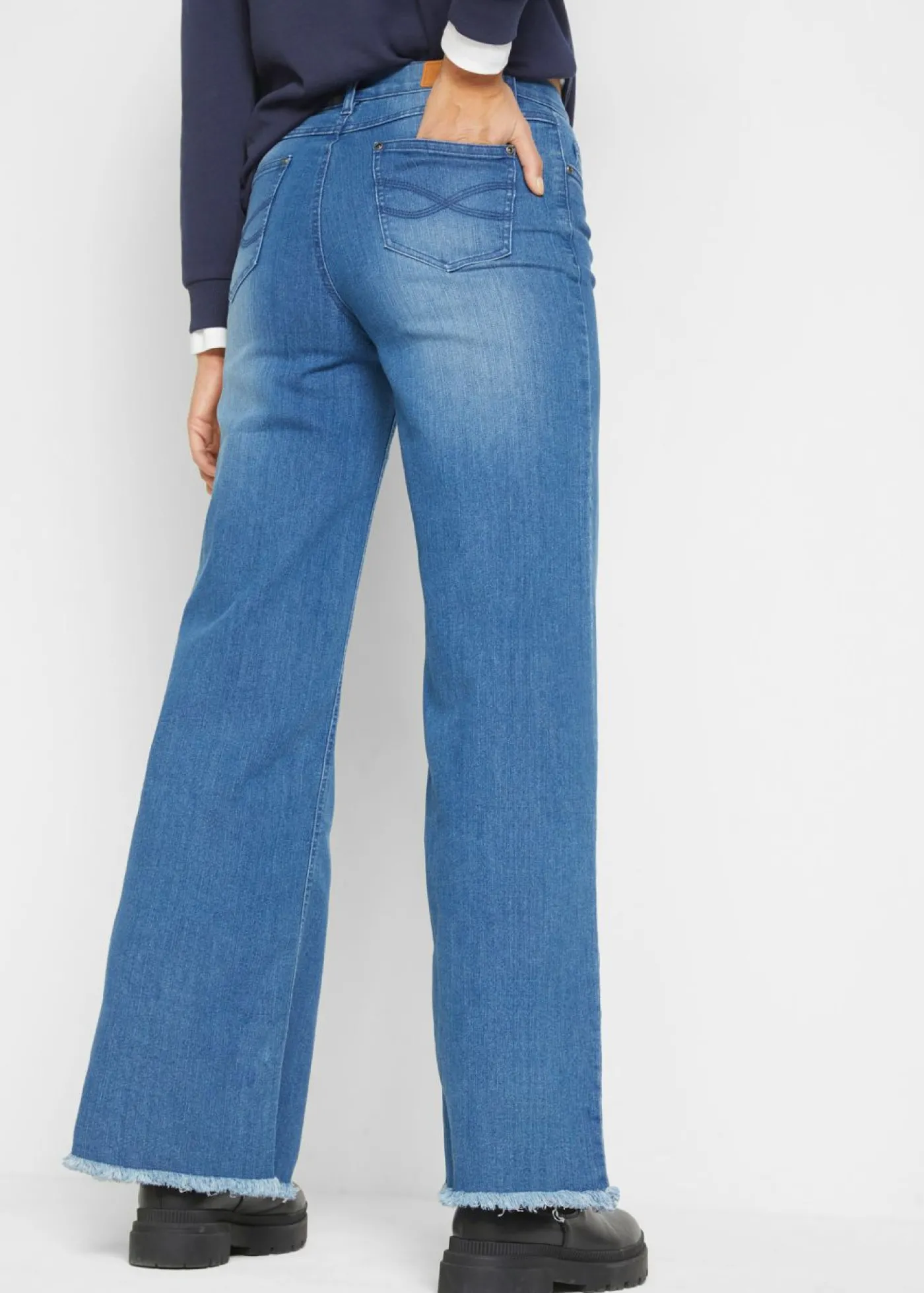 bonprix bonprix Vaqueros de pernera ancha, high waist Azul piedra usado Discount