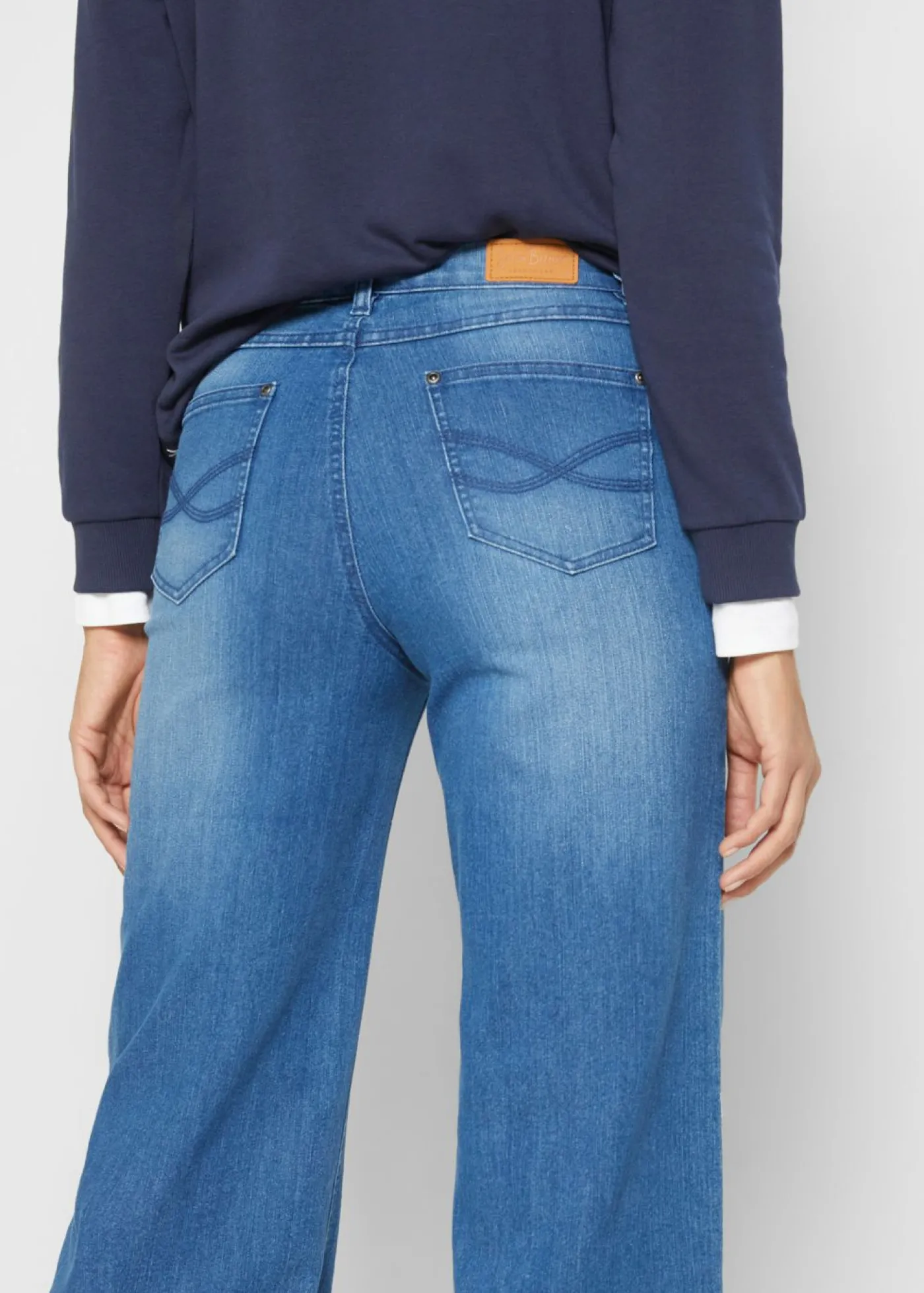 bonprix bonprix Vaqueros de pernera ancha, high waist Azul piedra usado Discount