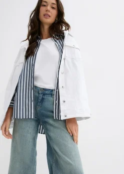 bonprix bonprix Vaqueros de pernera ancha, mid waist denim claro desgastado vintage Clearance