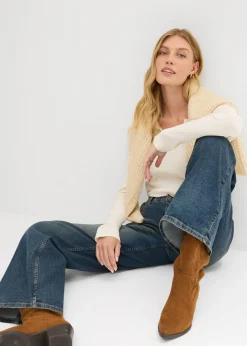 bonprix bonprix Vaqueros de pernera ancha, high waist Denim desgastado