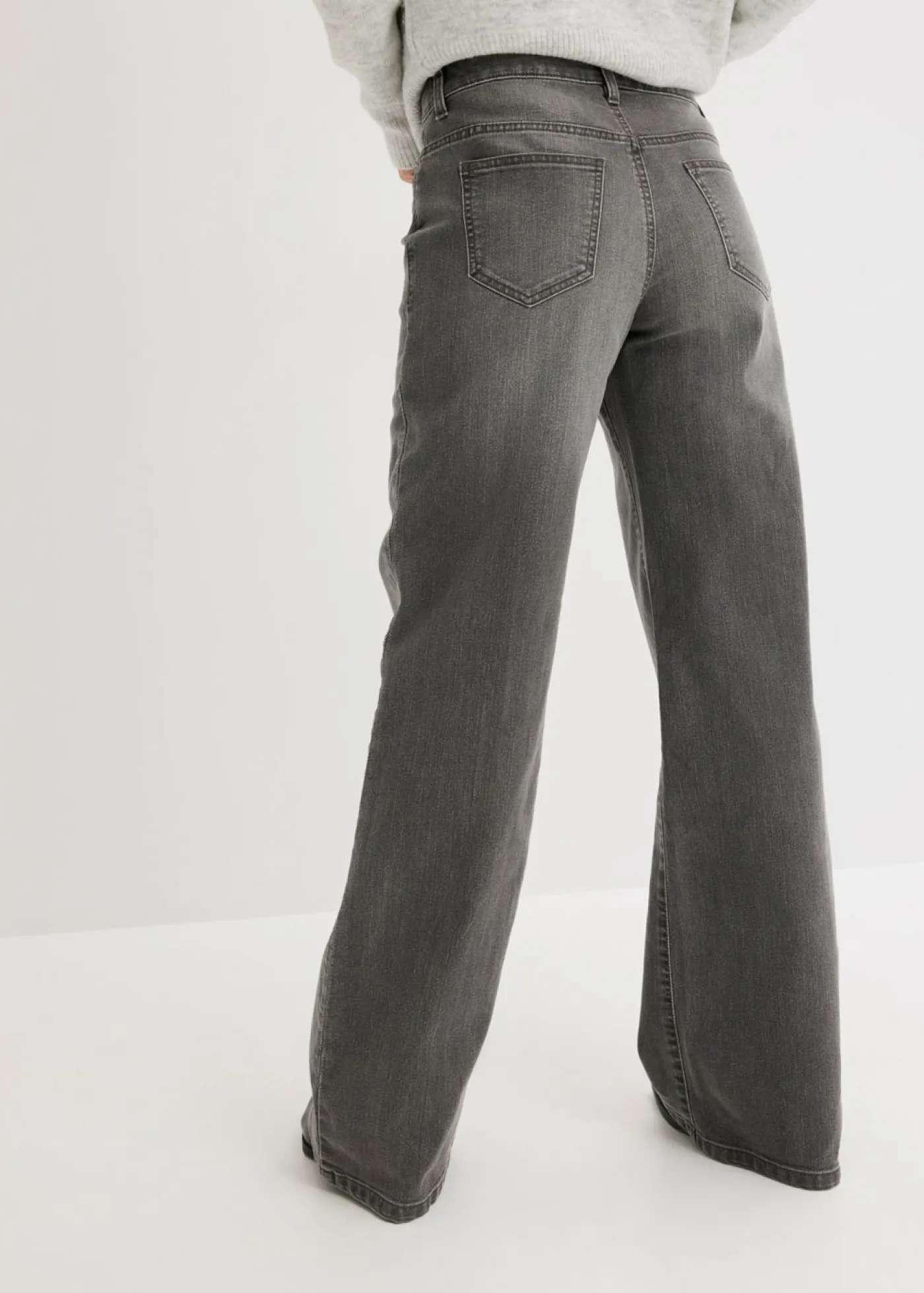 bonprix bonprix Vaqueros de pernera ancha, mid waist, elástico denim gris Outlet