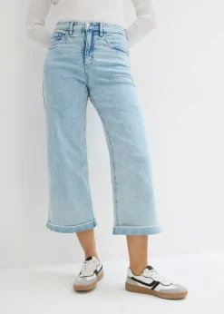 bonprix bonprix Vaqueros de pernera ancha, high waist, cropped azul hielo denim usado New