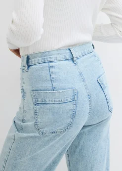 bonprix bonprix Vaqueros de pernera ancha, high waist, cropped azul hielo denim usado New