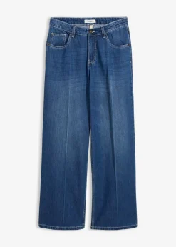 bonprix bonprix Vaqueros de pernera ancha, mid waist Azul piedra usado Online