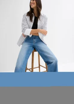 bonprix bonprix Vaqueros de pernera ancha, high waist azul claro denim usado Discount