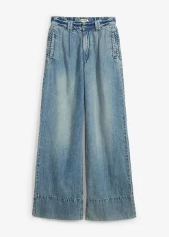 bonprix bonprix Vaqueros de pernera ancha, high waist azul claro denim-arena claro usado Sale