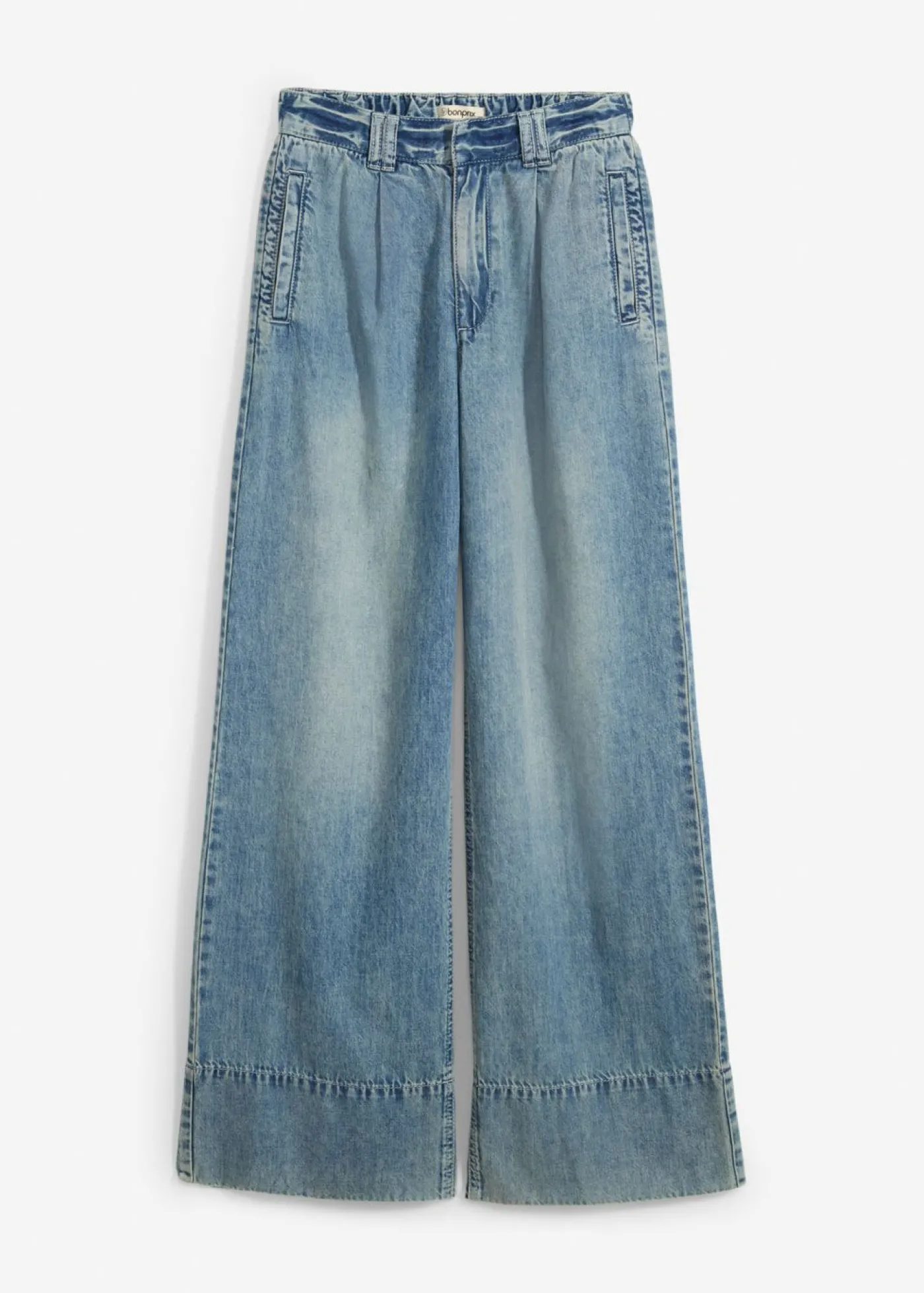 bonprix bonprix Vaqueros de pernera ancha, high waist azul claro denim-arena claro usado Sale