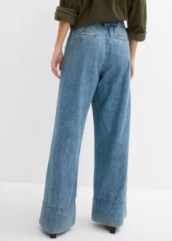 bonprix bonprix Vaqueros de pernera ancha, high waist azul claro denim-arena claro usado Sale