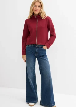 bonprix bonprix Vaqueros de pernera ancha, mid waist, largo completo azul oscuro denim usado