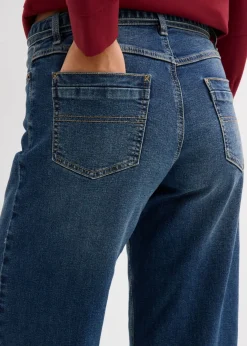 bonprix bonprix Vaqueros de pernera ancha, mid waist, largo completo azul oscuro denim usado