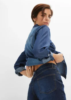 bonprix bonprix Vaqueros de pernera ancha, high waist denim intenso Online