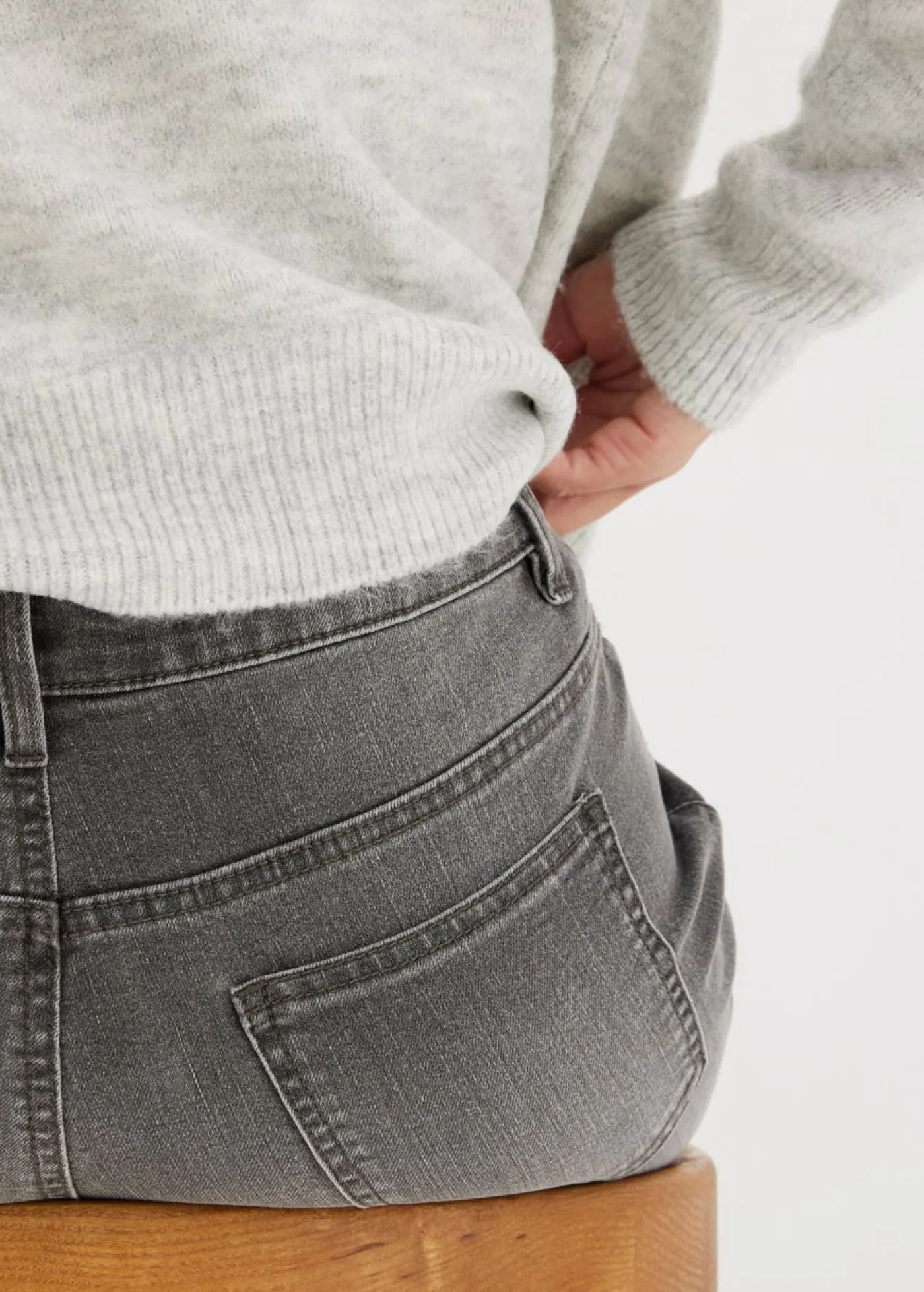 bonprix bonprix Vaqueros de pernera ancha, mid waist, elástico denim gris Best