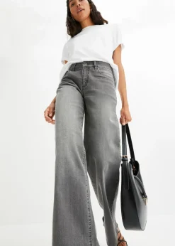 bonprix bonprix Vaqueros de pernera ancha, mid waist, elástico denim gris Best