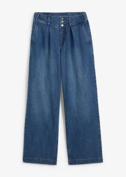 bonprix bonprix Vaqueros de pernera ancha, high waist, cintura cómoda Azul piedra Outlet