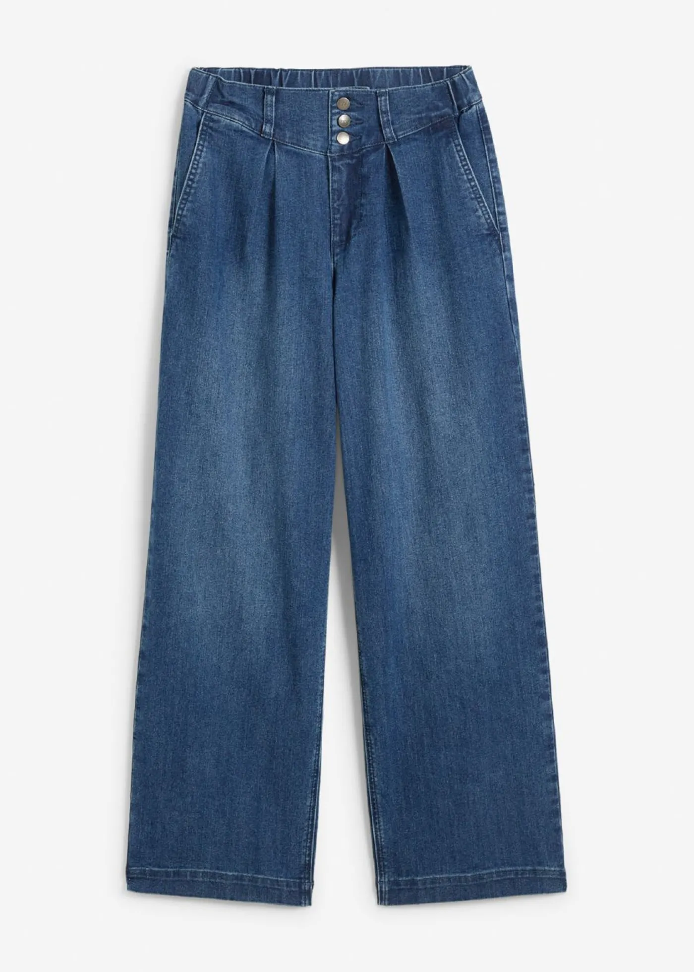 bonprix bonprix Vaqueros de pernera ancha, high waist, cintura cómoda Azul piedra Outlet