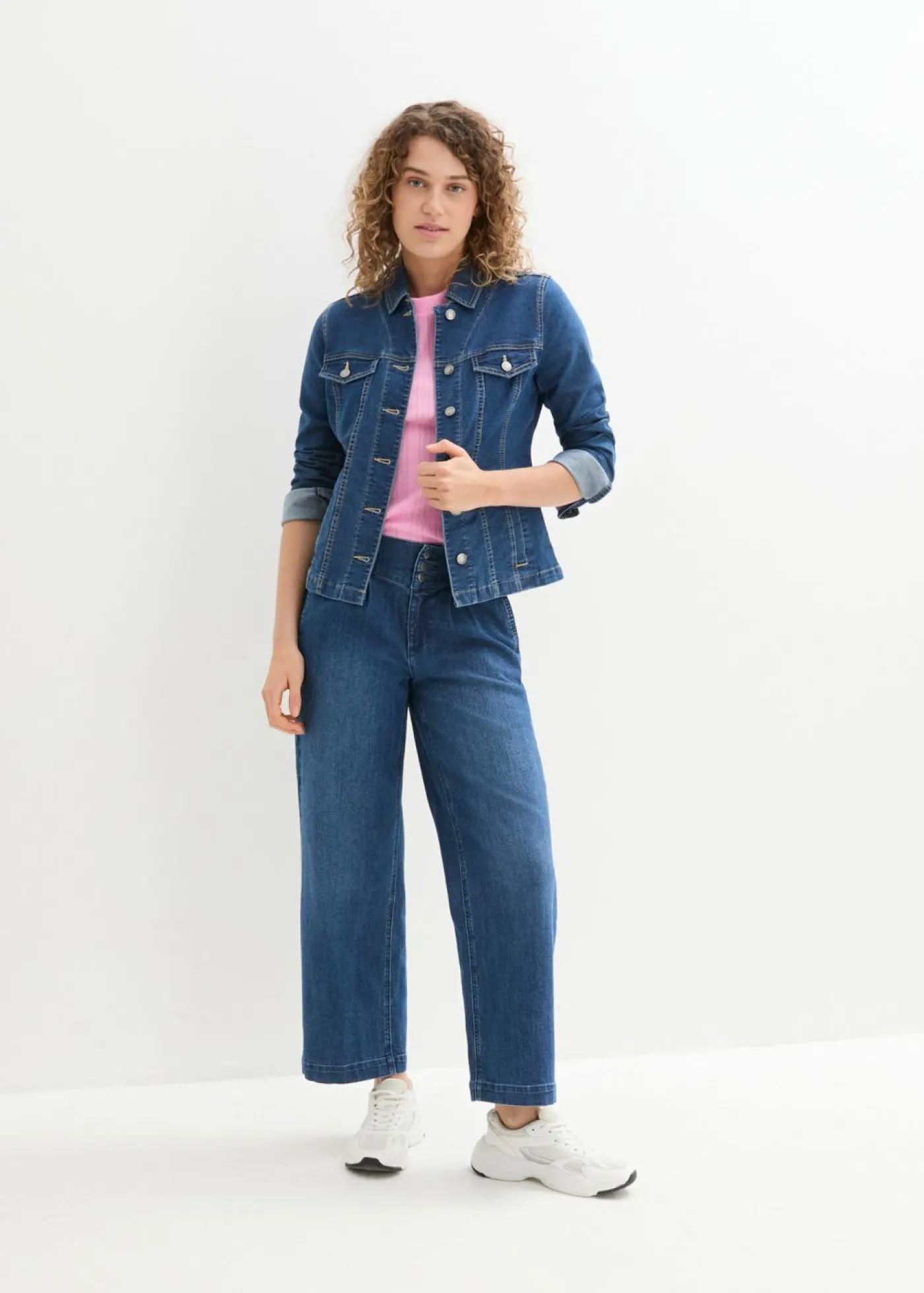bonprix bonprix Vaqueros de pernera ancha, high waist, cintura cómoda Azul piedra Outlet