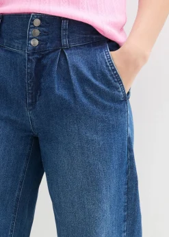 bonprix bonprix Vaqueros de pernera ancha, high waist, cintura cómoda Azul piedra Outlet