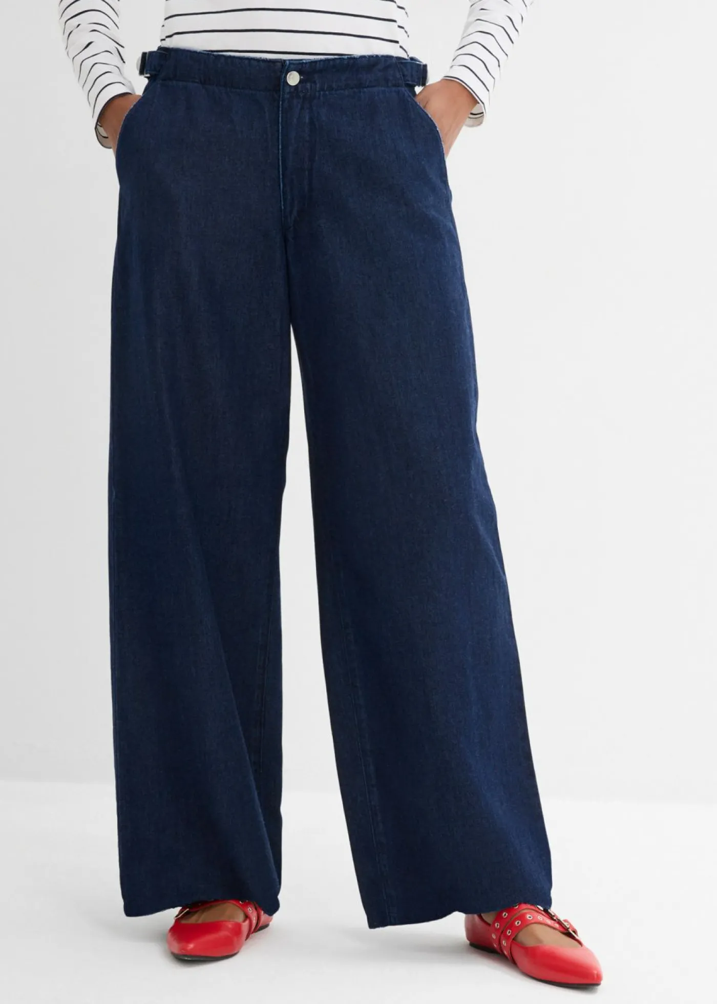 bonprix bonprix Vaqueros de pernera ancha, mid waist Denim azul almirante sin lavar Clearance