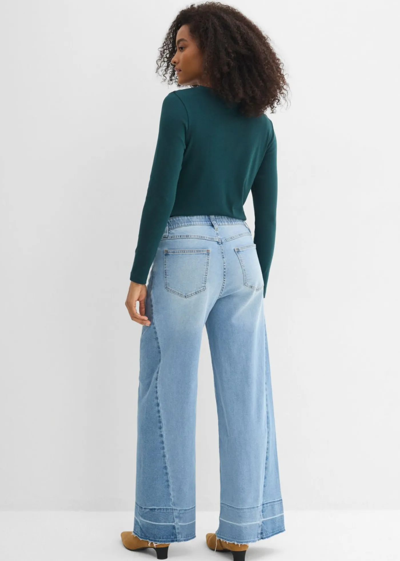 bonprix bonprix Vaqueros de pernera ancha, mid waist azul hielo denim usado New