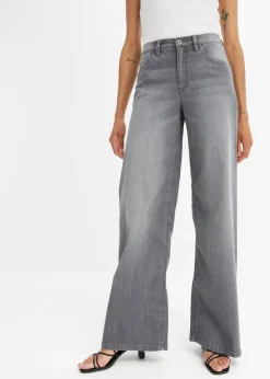 bonprix bonprix Vaqueros de pernera ancha, high waist denim gris Outlet