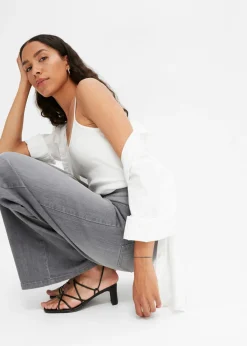 bonprix bonprix Vaqueros de pernera ancha, high waist denim gris Outlet