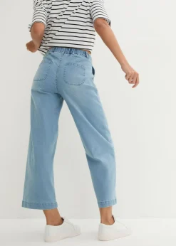 bonprix bonprix Vaqueros de pernera ancha, high waist, cintura cómoda Blanco lana