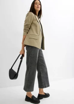 bonprix bonprix Vaqueros de pernera ancha, high waist, cropped denim gris claro usado Clearance
