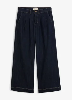 bonprix bonprix Vaqueros de pernera ancha, high waist, cintura cómoda denim oscuro