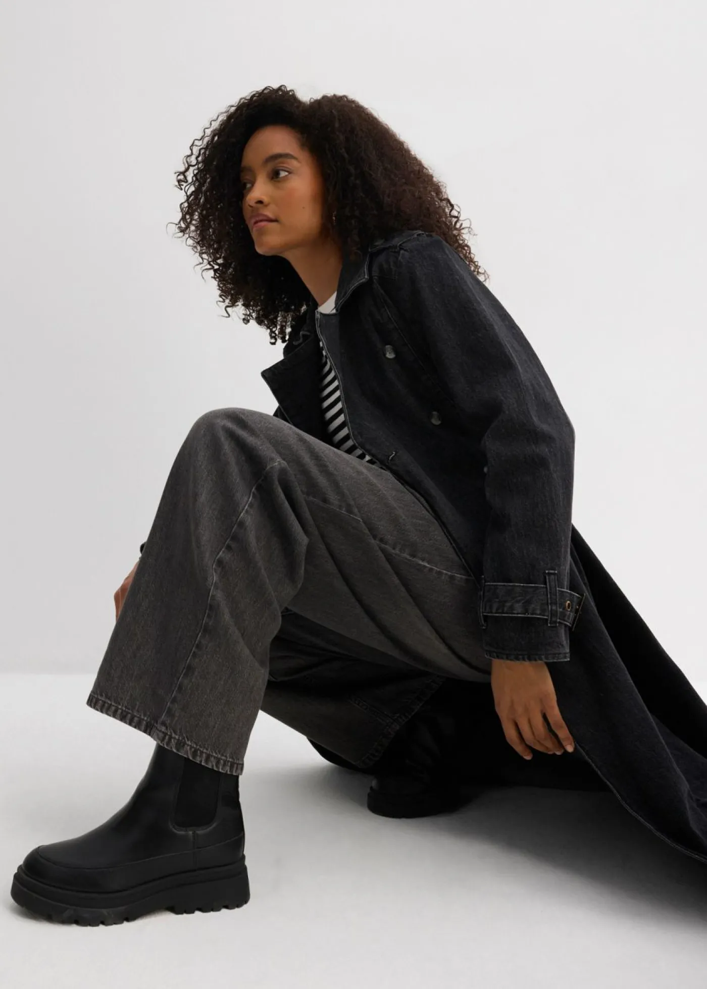 bonprix bonprix Vaqueros de pernera ancha, high waist Denim gris usado Clearance