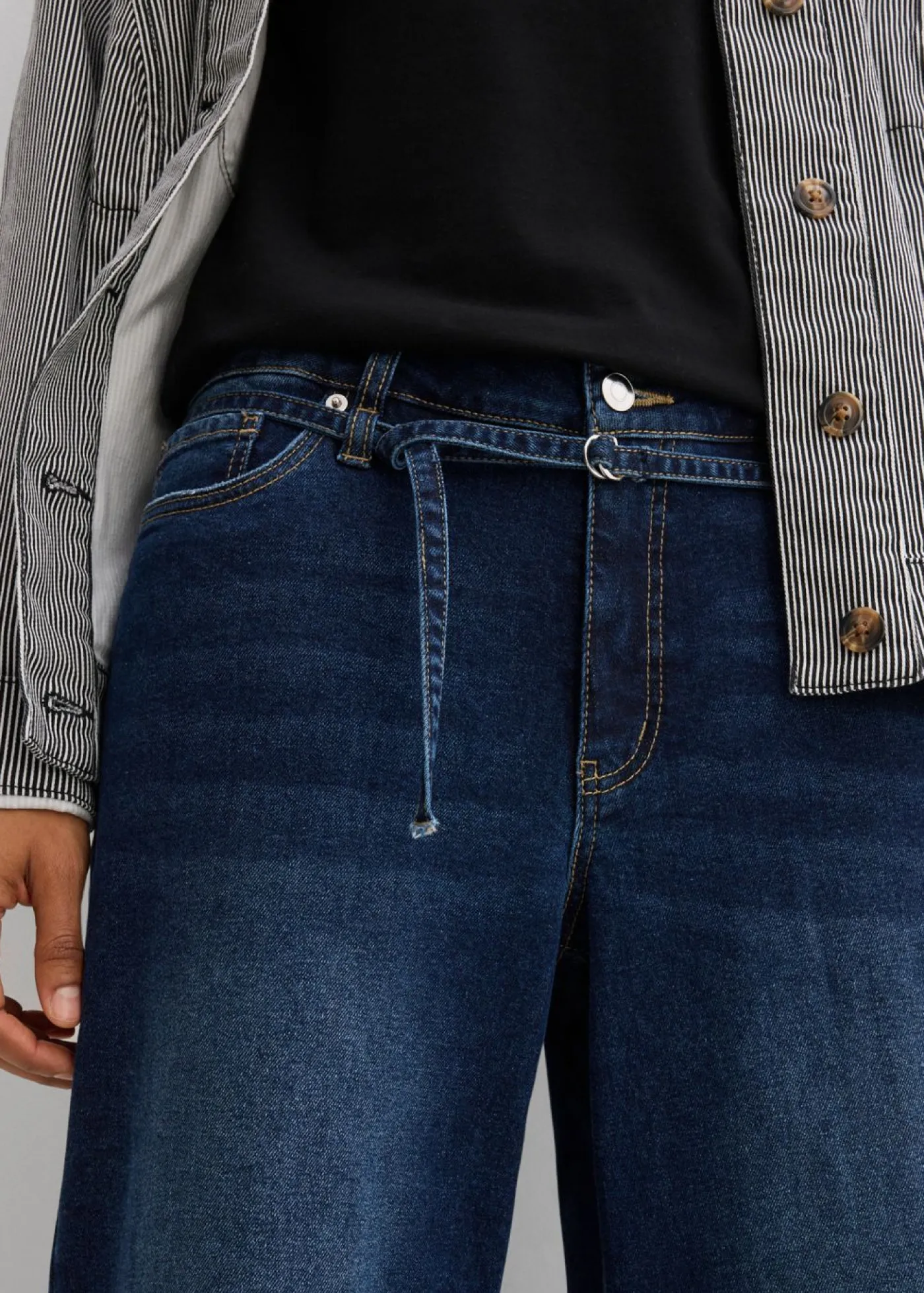 bonprix bonprix Vaqueros de pernera ancha, mid waist azul oscuro denim usado Outlet