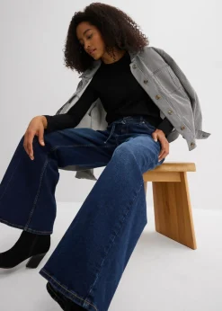 bonprix bonprix Vaqueros de pernera ancha, mid waist azul oscuro denim usado Outlet