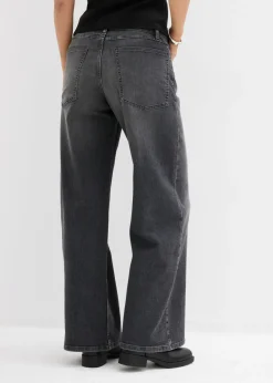 bonprix bonprix Vaqueros de pernera ancha, high waist Denim negro desgastado New