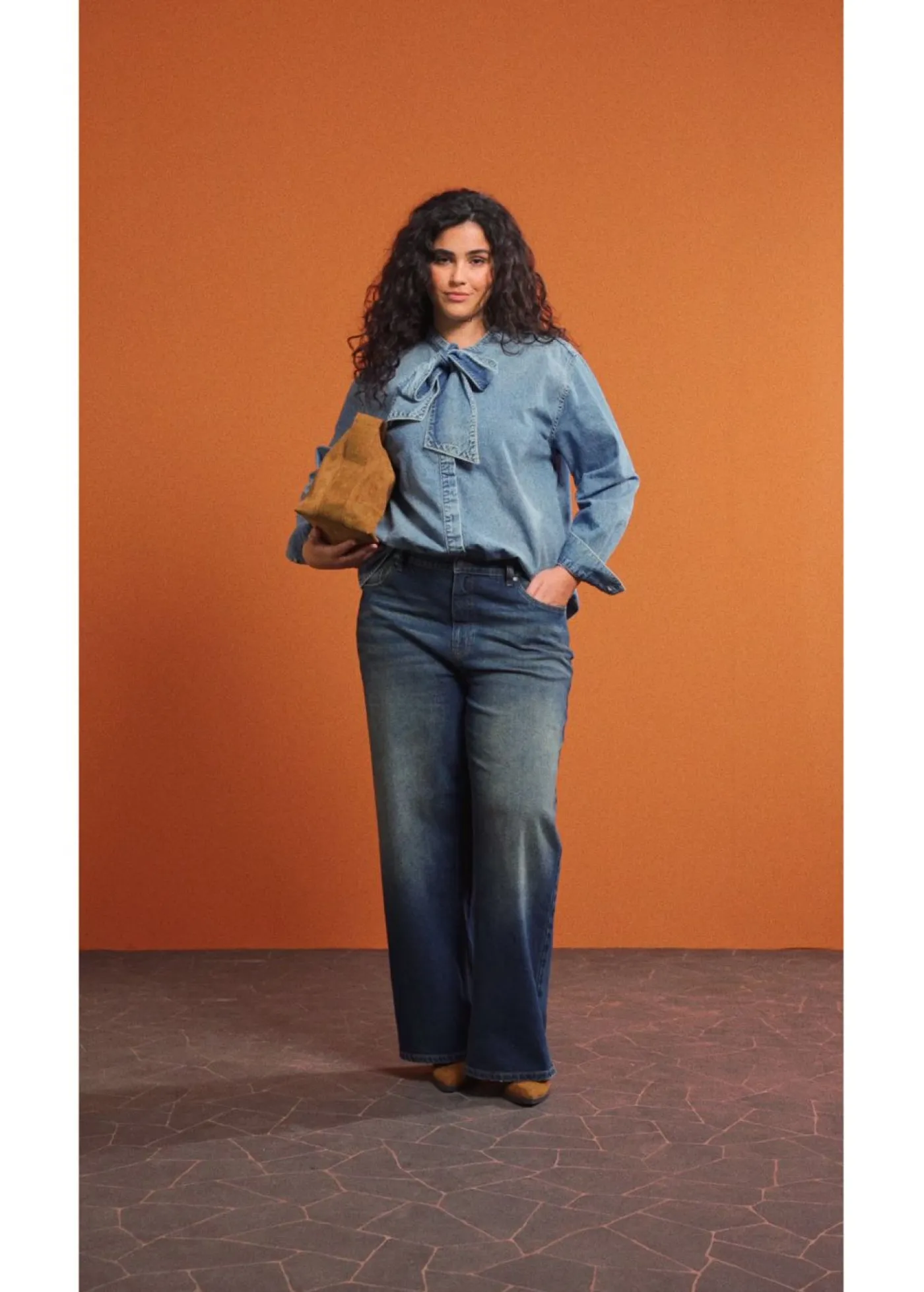 bonprix bonprix Vaqueros de pernera ancha, high waist Azul oscuro denim Discount