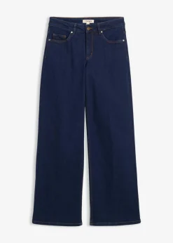 bonprix bonprix Vaqueros de pernera ancha, mid waist, de algodón orgánico Azul oscuro denim Hot