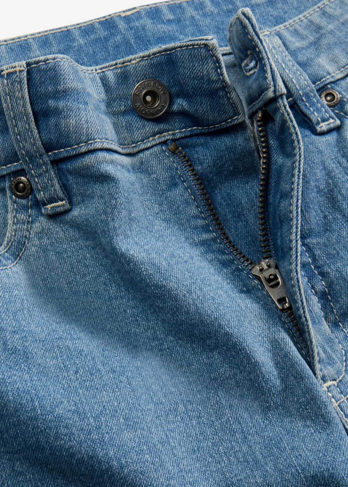 bonprix bonprix Vaqueros de pernera ancha, mid waist, elástico azul claro denim Online