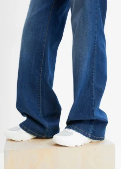bonprix bonprix Vaqueros de pernera ancha, mid waist, elástico Azul piedra Clearance