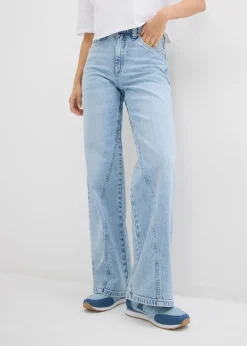 bonprix bonprix Vaqueros de pernera ancha, high waist, low stretch azul hielo denim usado Sale