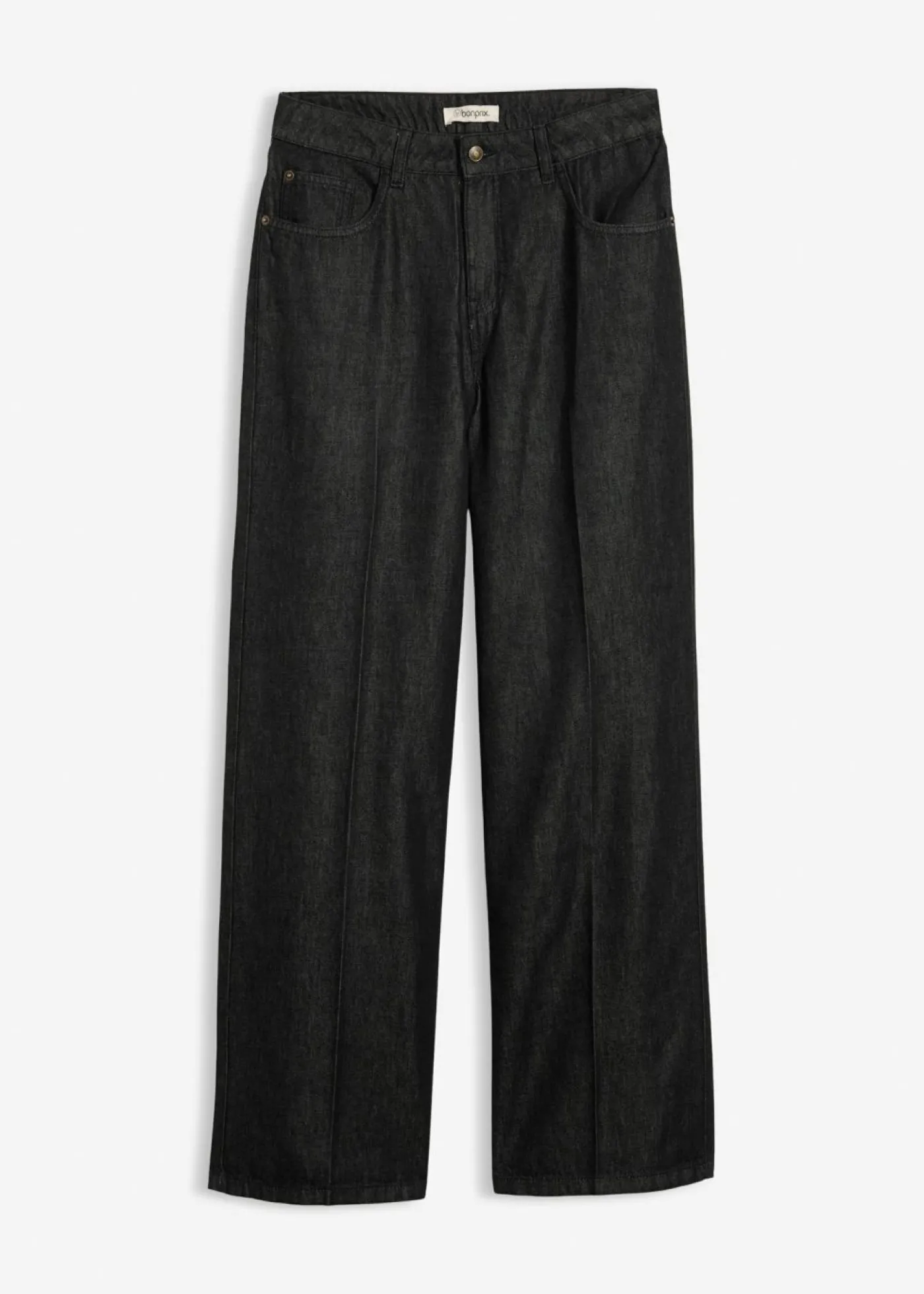 bonprix bonprix Vaqueros de pernera ancha, mid waist negro denim usado Sale