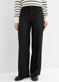 bonprix bonprix Vaqueros de pernera ancha, mid waist negro denim usado Sale